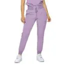 Wholesale women's lavender cargo joggers with drawstring waist and white sneakers