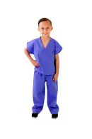 Wholesale children's blue scrubs set with short-sleeve top and drawstring pants