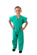 Wholesale kids' turquoise v-neck scrub set with short sleeves and drawstring pants