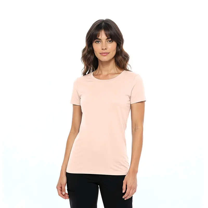 Wholesale women's short sleeve crew neck t-shirt in blush pink