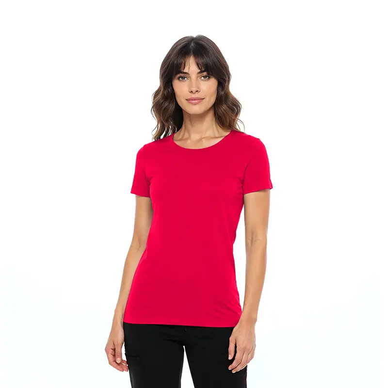 Wholesale women's short sleeve crew neck t-shirt in red