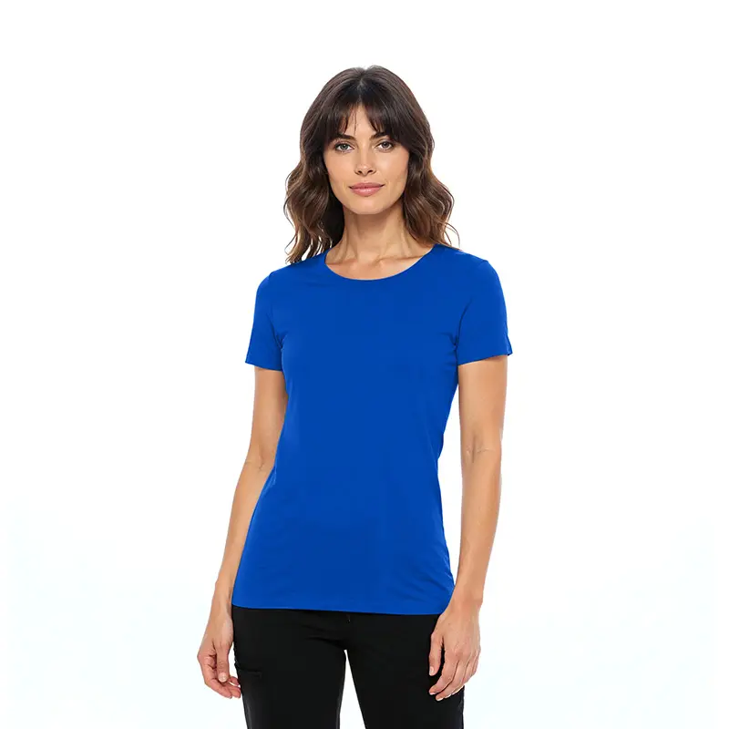 Wholesale women's royal blue short sleeve crewneck t-shirt