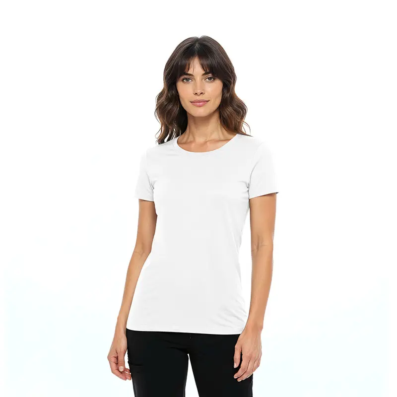 Wholesale women's white short-sleeve crew neck t-shirt