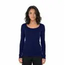 Wholesale women's navy blue long-sleeve scoop neck t-shirt