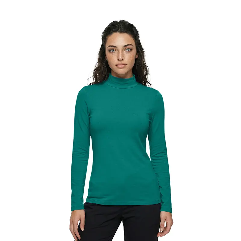 Wholesale women's teal turtleneck long sleeve top