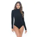 Wholesale women's black long sleeve turtleneck bodysuit