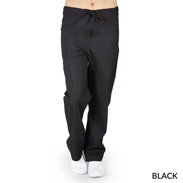 Wholesale black women's cargo pants with drawstring waist and side pockets