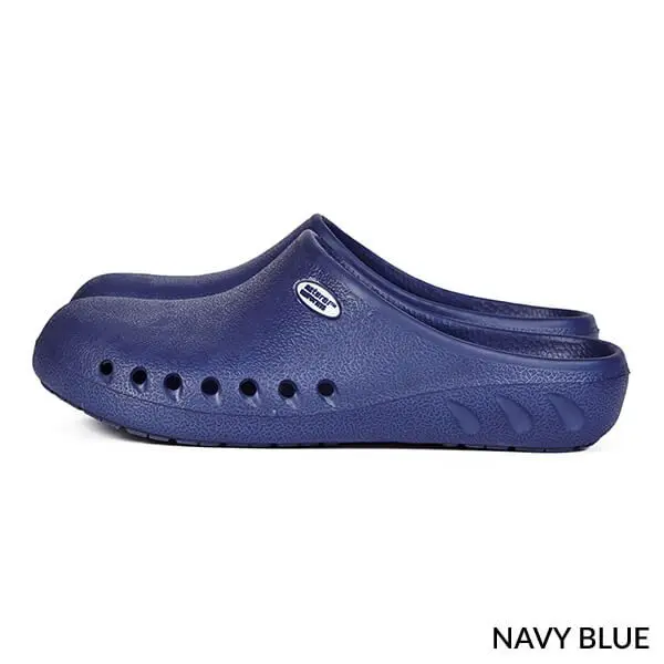 Wholesale navy blue clog with ventilation holes and textured sole detail