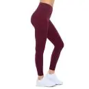 Wholesale women's burgundy high-waisted leggings with side seams and ankle cuffs
