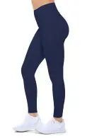 Wholesale women's navy blue high-waisted leggings with ankle length fit