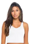 Wholesale women's white sleeveless v-neck crop tank top