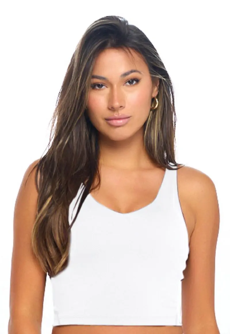Wholesale women's white sleeveless v-neck crop tank top