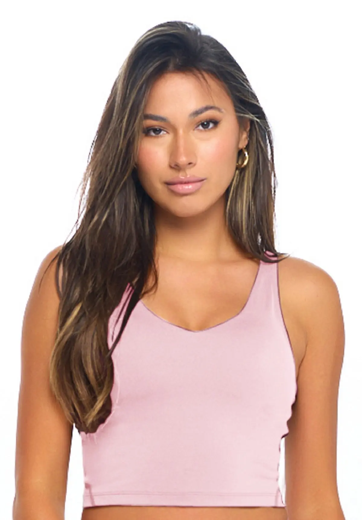 Wholesale women's pink sleeveless v-neck tank top
