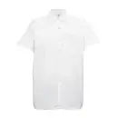 Wholesale white short-sleeve button-up shirt with collar and chest pocket