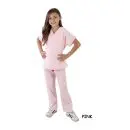 Wholesale pink v-neck scrub top and pants set for women's medical uniforms