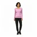 Wholesale women's pink long-sleeve crew neck top with black jogger pants and black lace-up shoes