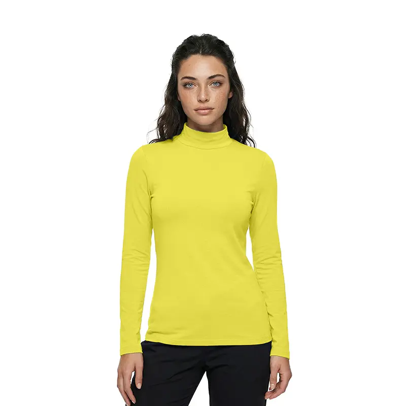 Wholesale women's yellow long-sleeve turtleneck shirt