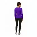 Wholesale women's purple long sleeve top with black jogger pants and gray sneakers