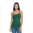 Wholesale women's green camisole tank top with thin straps and scoop neckline