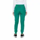 Wholesale women's green jogger pants with elastic waistband and cuffs, back view