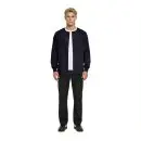 Wholesale men's black zip-up cardigan with white t-shirt and dark olive pants