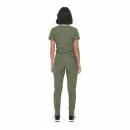 Wholesale women's olive green t-shirt and jogger pants set, back view