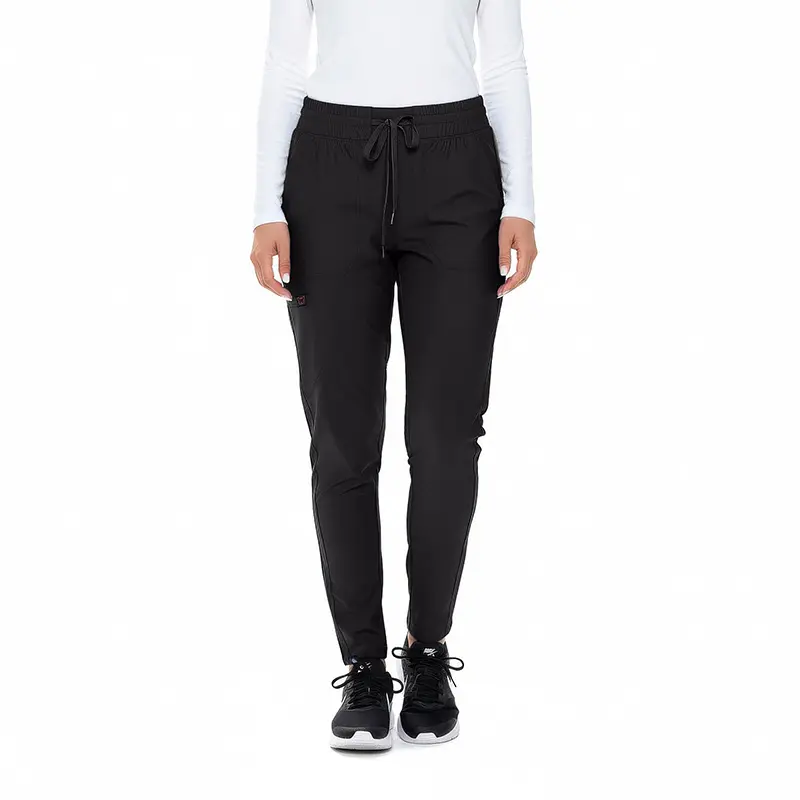 Wholesale women's black jogger pants with drawstring waist and cargo pockets