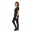 Wholesale women's black short-sleeve jumpsuit with drawstring waist and tapered legs