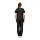 Wholesale women's black short-sleeve t-shirt and black pants set, rear view