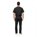 Wholesale men's black short-sleeve t-shirt and elastic waist pants set, back view