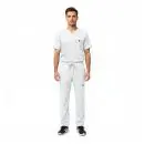 Wholesale men's white v-neck scrub top and cargo pants set with drawstring waist