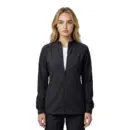 Wholesale women's black zip-up jacket with long sleeves and ribbed cuffs