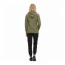 Wholesale women's olive green hoodie with black jogger pants and black sneakers, back view