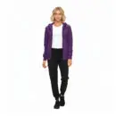 Wholesale women's purple zip-up hoodie with white t-shirt and black jogger pants
