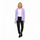 Wholesale women's lavender zip-up hoodie, white t-shirt, and black jogger pants outfit