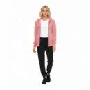 Wholesale women's pink zip-up hoodie, white t-shirt, and black jogger pants outfit