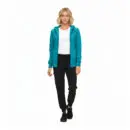 Wholesale women's teal zip-up hoodie, white t-shirt, and black jogger pants outfit