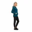 Wholesale women's teal zip-up hoodie with black jogger pants and black sneakers