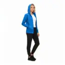 Wholesale women's blue zip-up hoodie with white shirt and black pants