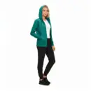 Wholesale women's teal zip-up hoodie with white shirt and black joggers