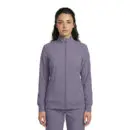 Wholesale women's purple zip-up track jacket with ribbed cuffs and side pockets