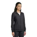 Wholesale women's black zip-up jacket with collar and side pockets