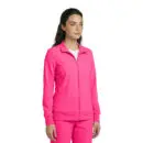 Wholesale women's pink full-zip track jacket with collar and side pockets