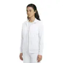 Wholesale women's white zip-up track jacket with long sleeves and ribbed cuffs