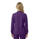 Wholesale women's purple zip-up jacket with long sleeves, shown from back view