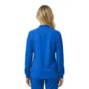 Wholesale women's blue zip-up track jacket with long sleeves and ribbed cuffs