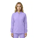 Wholesale women's lavender zip-up jacket with long sleeves and ribbed cuffs