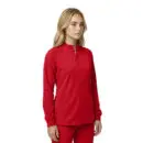 Wholesale women's red zip-up jacket with long sleeves and matching red pants