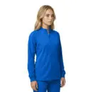 Wholesale women's royal blue full-zip track jacket with ribbed cuffs and collar