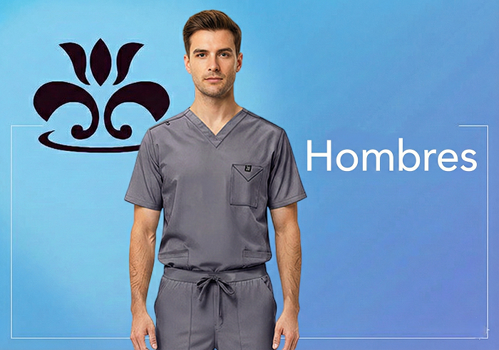 Wholesale men's gray v-neck scrub top with short sleeves and chest pocket